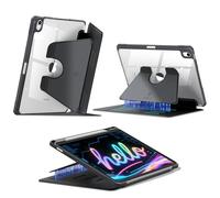 FINTIE Coque Verticale pour iPad Air 11 Pouces M4/M3/M2 (2026/2025/2024) et iPad Air 5/4 10.9” (2022/2020), Étui Transparent Multi-Angles, Housse Magnétique Ultra-Stable, Noir