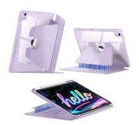 FINTIE Coque Verticale pour iPad Air 11 Pouces M3/M2 (2025/2024), iPad Air 5/4 10.9” (2022/2020), [Rangement de Stylet] Étui Transparent Multi-Angles, Housse Magnétique et Ultra-Stable, Violet