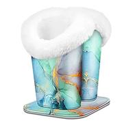 Fintie Double support à lunettes doublé en peluche avec base magnétique - Étui en cuir synthétique anti-rayures, Marbre émeraude, Medium