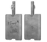 FINTIE Étiquette Valise [Lot 2], Étiquette à Bagage pour Sac de Voyage, Porte-étiquette Avion avec Couverture de Confidentialité, Gris
