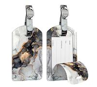 FINTIE Étiquettes à Bagages [Lot 2], Étiquettes d'identification de Valise, Porte-étiquetes pour Sac de Accessoires Voyage, Marbre Nuageux