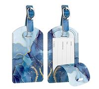 FINTIE Étiquettes à Bagages [Lot 2], Étiquettes d'identification de Valise, Porte-étiquetes pour Sac de Accessoires Voyage, Marbre Océan