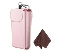 FINTIE Étui à Lunettes - [2 en 1Lunettes de Lecture et de Soleil] Etui avec Mousqueton, Housse Portable en Cuir Synthétique Anti-rayures, Or Rose