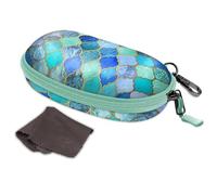 Fintie Étui à lunettes de soleil avec mousqueton, coque rigide résistante aux chocs, étui à lunettes de sport, étui de voyage à fermeture éclair, Jade cool, Medium