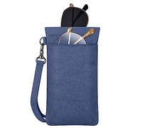 FINTIE Étui à Lunettes Souple pour 2 Lunettes - Double Pochette Lunettes de Soleil avec Main-bracelet détachable Portable pour Femme Homme