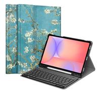 Fintie Étui clavier pour Samsung Galaxy Tab S9 FE 5G 10,9"/Galaxy Tab S9 11" 2023 avec porte-stylo S, coque fine et amovible, clavier Bluetooth sans fil, motif fleur, CSBH079