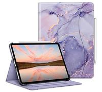 FINTIE Étui Compatible avec iPad Pro 11" (2022/2021/2020/2018, 4e/3e/2e/1ère génération) - Étui Folio Multi-Angle avec Porte-Crayon et Poche, Veille/réveil Automatique, marbre Lilas