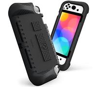 Fintie Étui Compatible avec Nintendo Switch (modèle OLED) 2021 - Étui de Protection Ultra léger résistant aux Chocs avec 2 Supports de Cartes de Jeu, poignée Design Ergonomique, Noir