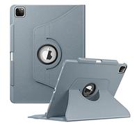 Fintie Étui de Protection pour iPad Pro 12,9" 6ème génération 2022/iPad Pro 12,9 2021/2020/2018, avec Porte-Stylo, Support Rotatif à 360 ° et Fonction Veille/réveil Automatique, Gris-Bleu