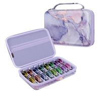 Fintie Étui de rangement de lunettes de soleil de voyage avec 8 compartiments réglables en EVA rigide pour homme et femme, Marbre lilas, Large