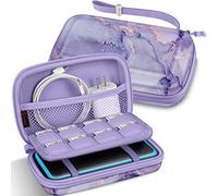 Fintie Étui de transport pour Nintendo 2DS XL/New 3DS XL LL, coque de protection portable pour console 3DS XL LL/New 2DS XL avec emplacements pour jeux et poche intérieure, Z-Lilas Marbre, Étui rigide