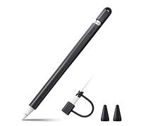 FINTIE Étui en Silicone Compatible avec Pencil (1ère Génération), Etui de Protection Léger Housse pour Stylo avec Couvercle de Points, Noir