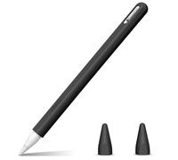 Fintie Étui en silicone pour Apple Pencil Pro et Apple Pencil 2ème génération, étui de protection souple avec 2 capuchons de plume, noir