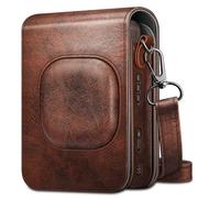FINTIE Étui Housse Compatible avec Fujifilm Instax Mini LiPlay Hybrid - Sac de Caméra Caméra Pochette avec Bandoulière Amovible, Marron