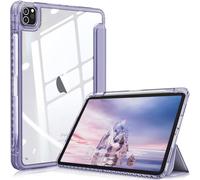 FINTIE Étui Hybride Compatible avec iPad Pro 11" (2022/2021/2020/2018, 4e/3e/2e/1ère génération) - Coque Transparente Ultra Fine Antichoc avec Porte-Crayon, Veille/réveil Automatique, Violet
