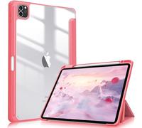 FINTIE Étui Hybride Compatible avec iPad Pro 11" (2022/2021/2020/2018, 4e/3e/2e/1ère génération) - Coque Transparente Ultra Fine Antichoc avec Porte-Crayon, Veille/réveil Automatique, Rose