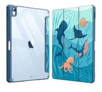 Fintie Étui Hybride Fin pour iPad Air 11" M2 (2024), iPad Air 5e/4e génération (2022/2020) 10,9", Coque arrière Transparente et Porte-Crayon, Bleu océan