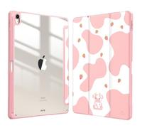 Fintie Étui Hybride Fin pour iPad Air 13" (M2) 2024, [Porte-Crayon intégré] - Housse Antichoc avec Coque arrière Transparente - Vache Fraise
