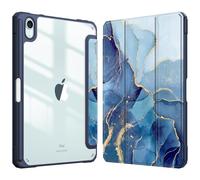Fintie Étui Hybride Fin pour iPad Mini 7 (A17 Pro, 7e génération) 2024/iPad Mini 6 (6e génération) 8,3", Porte-Stylet intégré, Coque arrière Transparente Antichoc, Marbre océan