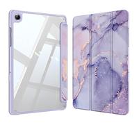 Fintie Étui Hybride pour Samsung Galaxy Tab A9 Plus 11" 2023 - Étui de Protection résistant aux Chocs avec Coque Rigide Transparente à l'arrière pour Tablette A9+ SM-X210/X216/X218, marbre Violet