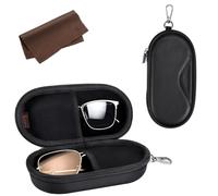 FINTIE Étui Lunettes Rigide Double Compartiment, Boîte à Lunettes de Soleil avec Fermeture Éclair et Clip pour Femmes et Hommes