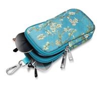 FINTIE Étui Lunettes Souple Double Compartiment - Pochette Lunettes de Soleil en Néoprène avec Fermeture Éclair et Clip pour Hommes et Femmes