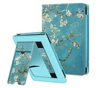 FINTIE Étui Compatible avec 6” Kobo Clara Colour/BW 2024 et Kobo Clara 2E 2022 - Coque Liseuse Housse avec Béquille, Fente pour Carte et Dragonne, Fleur Abricotier