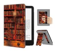 FINTIE Étui pour 7" Kindle Paperwhite (12e Génération, 2024) et Kindle Colorsoft (1re Génération, 2025/2024), Coque avec Béquille, Compartiment pour Cartes et Dragonne, Bibliothèque
