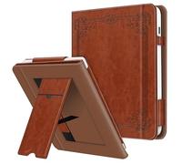 FINTIE Étui Compatible avec 7" Kobo Libra Colour 2024 / Kobo Libra 2 2021 (Modèle: N428 / N418), Coque Liseuse avec Béquille et Fente pour Carte et Dragonne Brun