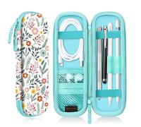 Fintie Étui pour Apple Pencil Pro, Apple Pencil (USB-C / 1ère / 2ème génération), Housse de Transport en Cuir PU Compatible avec Stylo, câble USB, Samsung Stylus, Floraison Printanière