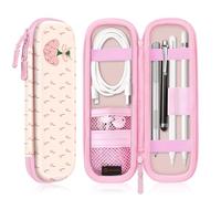 Fintie Étui pour Apple Pencil Pro, Apple Pencil (USB-C / 1ère / 2ème génération), housse de transport en cuir PU compatible avec stylo, câble USB, Samsung Stylus, Tulipes Coquettes