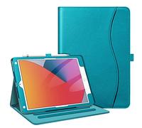 Fintie Étui pour iPad 9e/8e/7e génération (2021/2020/2019) 10,2 Pouces - [Protection des Coins] Support de visualisation Multi-Angle avec Poche et Porte-Crayon, Mise en Veille Automatique, Bleu