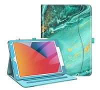 FINTIE Étui pour iPad 9e/8e/7e génération (2021/2020/2019) 10,2" - [Protection des angles] Housse de support de visualisation multi-angle avec poche et porte-crayon, fonction veille automatique, vague