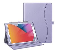Fintie Étui pour iPad 9e/8e/7e génération (2021/2020/2019) 10,2" - [Protection des Coins] - Support de visualisation Multi-Angle avec Poche et Porte-Crayon - Mise en Veille Automatique - Violet Lilas