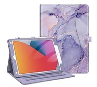 FINTIE Étui pour iPad 9e/8e/7ème génération (2021/2020/2019) 10,2 Pouces - [Protection des Coins] Support de visualisation Multi-Angle avec Poche et Porte-Crayon, Mise en Veille Automatique, marbre