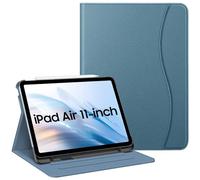 Fintie Étui pour iPad Air 11" M2 (2024), iPad Air 5e génération (2022) / iPad Air 4e génération (2020) 10,9", Coque de Protection Multi-Angle avec Porte-Crayon et Poche, Bleu océan