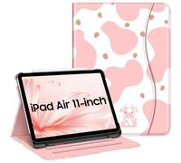 FINTIE Coque pour iPad Air 11 Pouces M3/M2 (2025/2024), iPad Air 5/4 10.9 Pouces (2022/2020) - [Rangement de Stylet] Etui Multipositions Housse avec Poche de Cartes, Vache Fraise