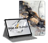 Fintie Étui pour iPad Air 11" M2 (2024), iPad Air 5e génération (2022) / iPad Air 4e génération (2020) 10,9", Coque de Protection Multi-Angle avec Porte-Crayon et Poche, marbre Nuageux