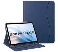 Fintie Étui pour iPad Air 11" M2 (2024), iPad Air 5e génération (2022) / iPad Air 4e génération (2020) 10,9", Coque de Protection Multi-Angle avec Porte-Crayon et Poche, Bleu Marine