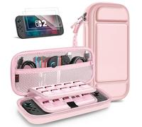 FINTIE Étui pour Nintendo Switch 2 (2025) + Verre Trempé (2 Pièces) - [Antichoc en EVA] Housse de Transport avec Emplacements Cartes de Jeu et Poche Intérieure pour Accessoires, Or Rose