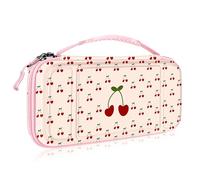 FINTIE Étui pour Nintendo Switch OLED 2021 et Switch 2017 - Housse de Transport Anti-Choc en EVA, Étui de Voyage avec 10 Emplacements Cartes de Jeu, Cerise