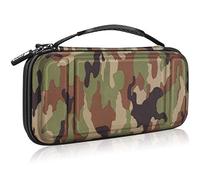 FINTIE Étui pour Nintendo Switch OLED 2021 et Switch 2017 - Housse de Transport Anti-Choc en EVA, Étui de Voyage avec 10 Emplacements Cartes de Jeu, Vert Camouflage