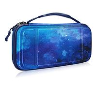 FINTIE Etui pour Nintendo Switch / Switch Modèle OLED - Sacoche Rangement Zippée Anti-Choc Housse de Transport en EVA, Sacoche Voyage Console avec 10 Emplacements Cartes de Jeu, Ciel Bleu