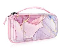 FINTIE Etui pour Nintendo Switch / Switch Modèle OLED - Sacoche Rangement Zippée Anti-Choc Housse de Transport en EVA, Sacoche Voyage Console avec 10 Emplacements Cartes de Jeu, Scintillant