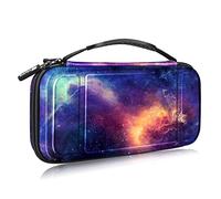 FINTIE Étui pour Nintendo Switch OLED 2021 et Switch 2017 - Housse de Transport Anti-Choc en EVA, Étui de Voyage avec 10 Emplacements Cartes de Jeu, Galaxie