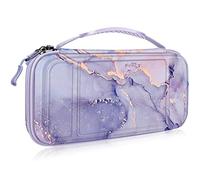 FINTIE Étui pour Nintendo Switch OLED 2021 et Switch 2017 - Housse de Transport Anti-Choc en EVA, Étui de Voyage avec 10 Emplacements Cartes de Jeu, Marbre Lilas