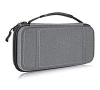 FINTIE Étui pour Nintendo Switch OLED 2021 et Switch 2017 - Housse de Transport Anti-Choc en EVA, Étui de Voyage avec 10 Emplacements Cartes de Jeu, Denim Gris