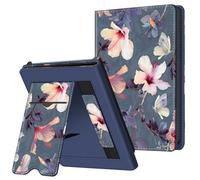 FINTIE Étui pour Pocketbook Verse Pro 6 Pouces et Verse (2023), Coque Liseuse avec Béquille, Housse de Protection avec Fente pour Carte et Dragonne, Fleur Hibiscus
