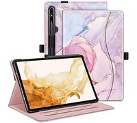 Fintie Étui pour Samsung Galaxy Tab S10+/ S9+/ S8+/ S7 FE/S7+ 12,4 pouces, multi-angle de visualisation avec poche, mise en veille/réveil automatique - marbre rêveur