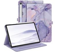 FINTIE Coque pour Samsung Galaxy Tab S9 FE 10.9 Pouces/Tab S9 11 Pouces 2023 - Housse Multipositions Ajustables, Etui avec Poche de Document, Fonction Sommeil/Réveil Auto, Marbre Lilas